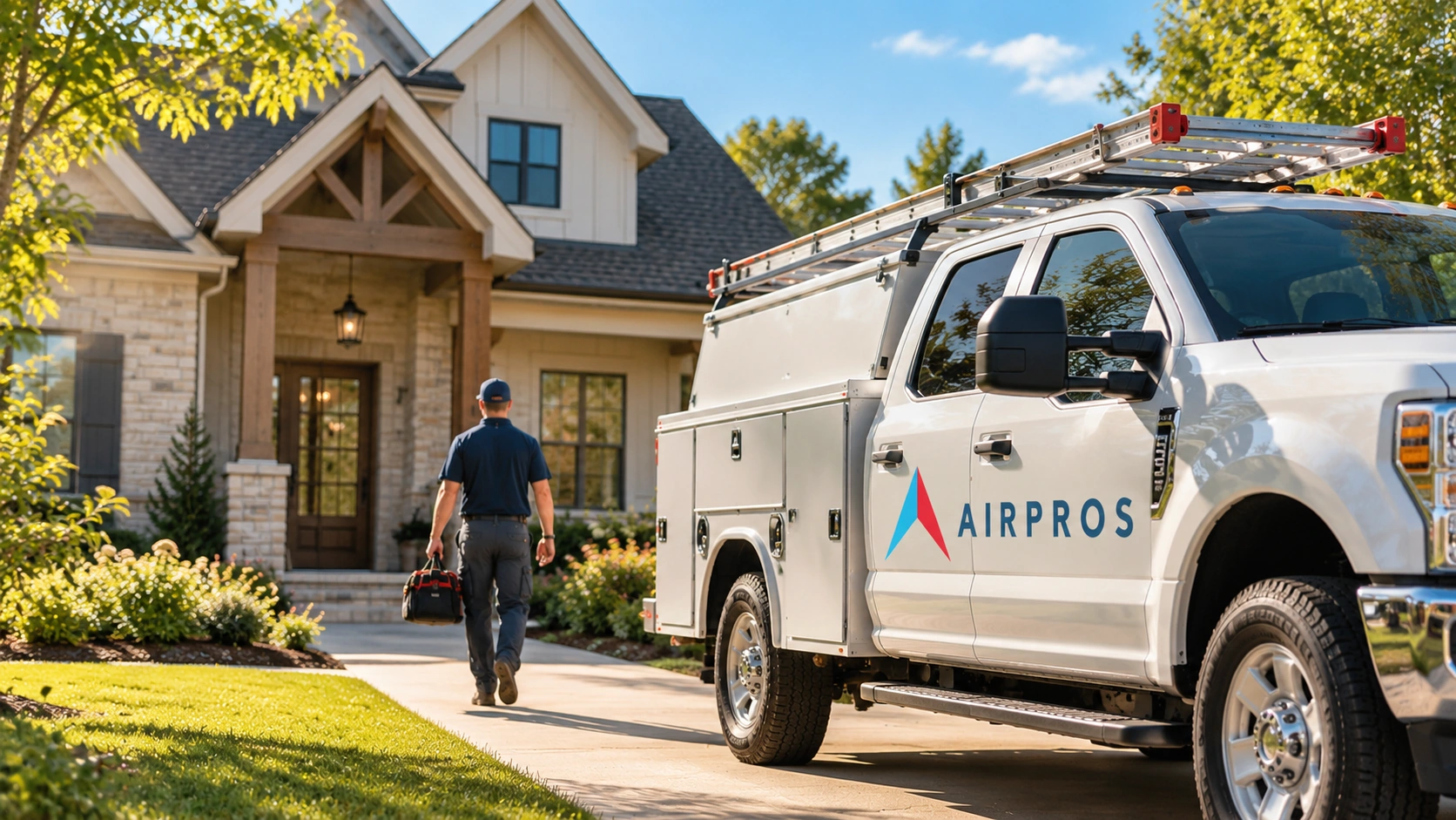 AirPros HVAC technician servicing equipment in Tuscaloosa, Alabama